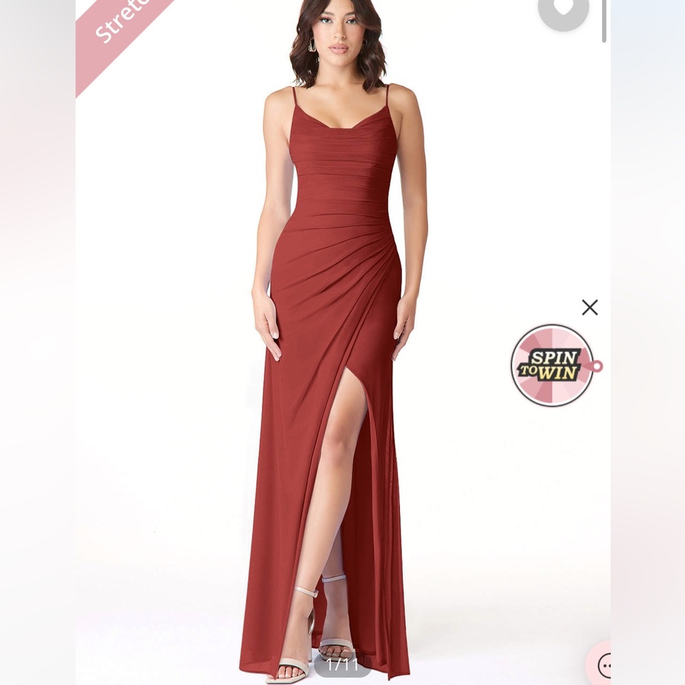 Azazie rust dress for bridesmaid